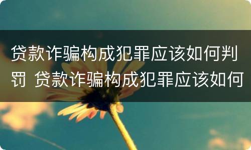 贷款诈骗构成犯罪应该如何判罚 贷款诈骗构成犯罪应该如何判罚呢