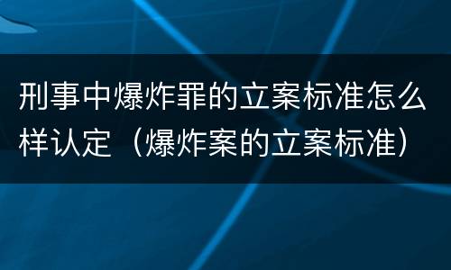 刑事中爆炸罪的立案标准怎么样认定（爆炸案的立案标准）