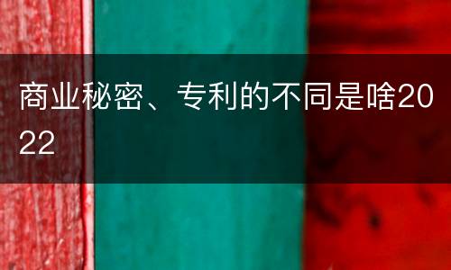商业秘密、专利的不同是啥2022
