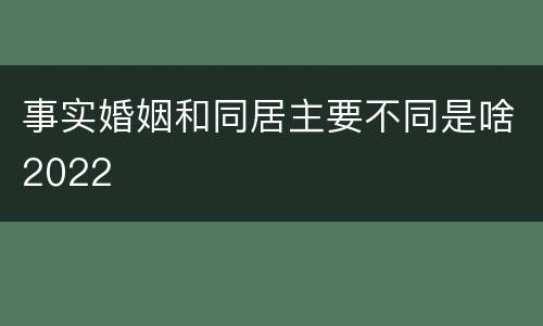 事实婚姻和同居主要不同是啥2022