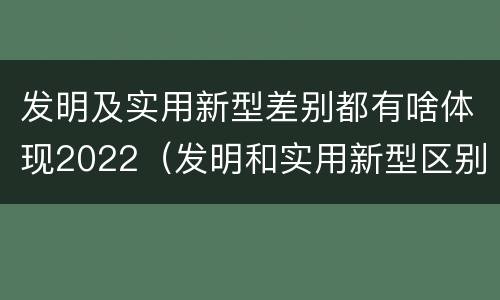 发明及实用新型差别都有啥体现2022（发明和实用新型区别）