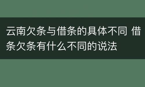 云南欠条与借条的具体不同 借条欠条有什么不同的说法