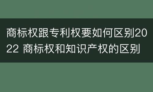 商标权跟专利权要如何区别2022 商标权和知识产权的区别