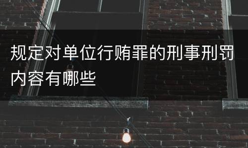 规定对单位行贿罪的刑事刑罚内容有哪些
