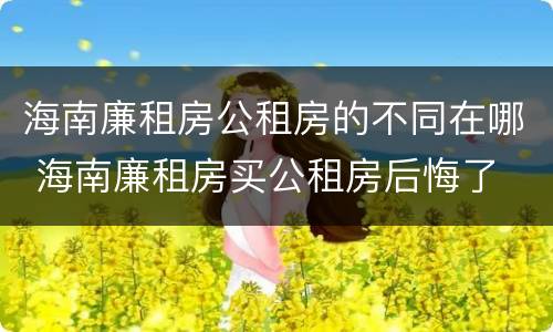 海南廉租房公租房的不同在哪 海南廉租房买公租房后悔了