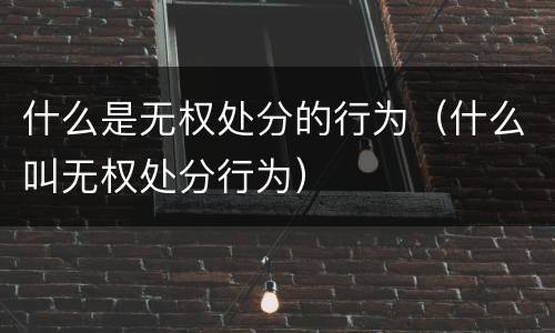 什么是无权处分的行为（什么叫无权处分行为）