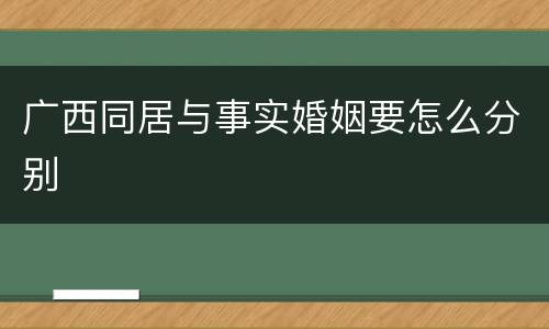 广西同居与事实婚姻要怎么分别