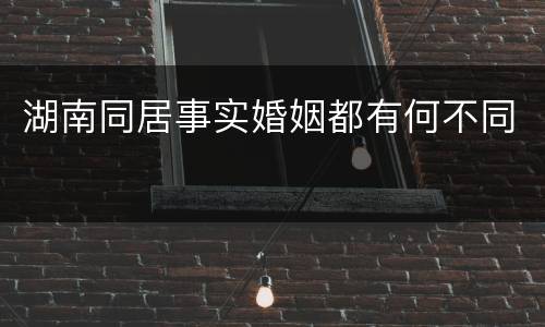 湖南同居事实婚姻都有何不同