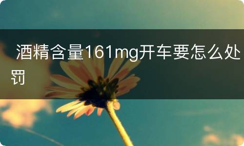  酒精含量161mg开车要怎么处罚