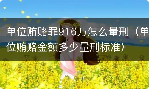 单位贿赂罪916万怎么量刑（单位贿赂金额多少量刑标准）