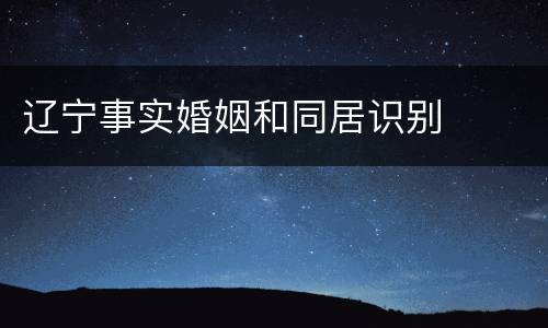 辽宁事实婚姻和同居识别