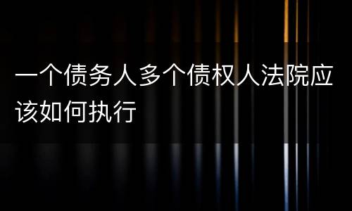 一个债务人多个债权人法院应该如何执行