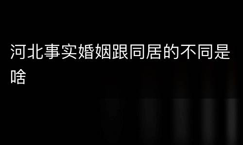 河北事实婚姻跟同居的不同是啥