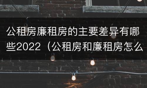 公租房廉租房的主要差异有哪些2022（公租房和廉租房怎么收费）