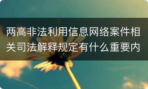 两高非法利用信息网络案件相关司法解释规定有什么重要内容