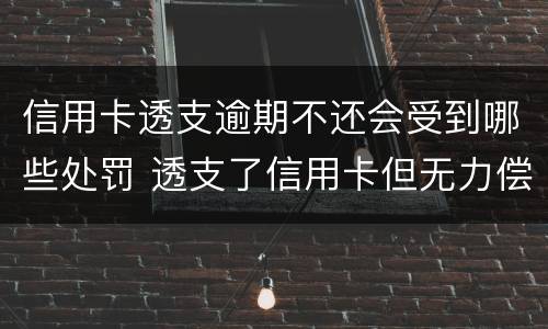 信用卡透支逾期不还会受到哪些处罚 透支了信用卡但无力偿还会怎么样
