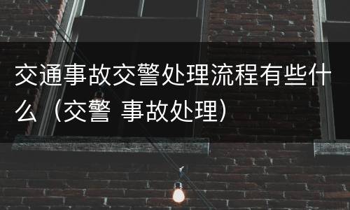 交通事故交警处理流程有些什么（交警 事故处理）