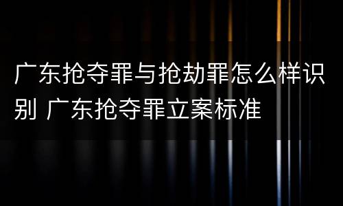 广东抢夺罪与抢劫罪怎么样识别 广东抢夺罪立案标准