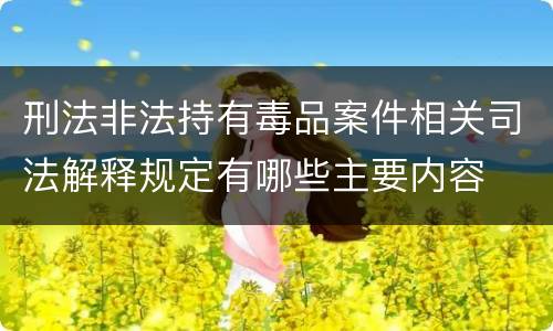 刑法非法持有毒品案件相关司法解释规定有哪些主要内容