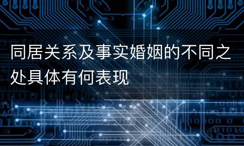 同居关系及事实婚姻的不同之处具体有何表现