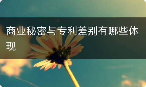 商业秘密与专利差别有哪些体现