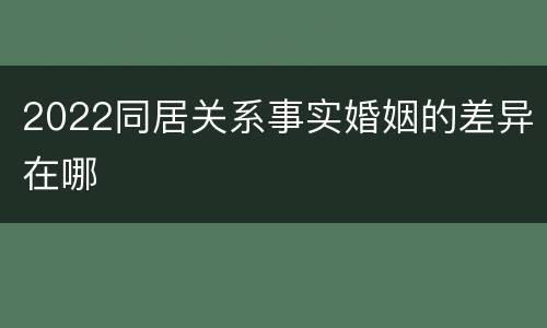 2022同居关系事实婚姻的差异在哪