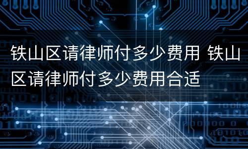 铁山区请律师付多少费用 铁山区请律师付多少费用合适