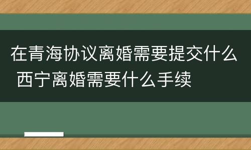 在青海协议离婚需要提交什么 西宁离婚需要什么手续