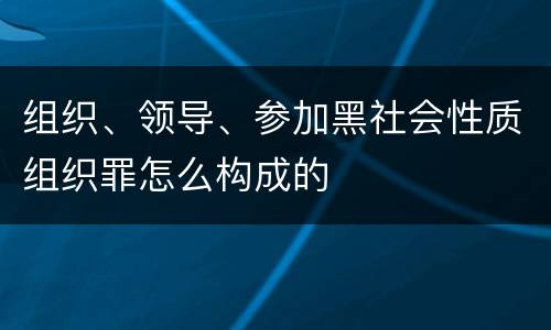 组织、领导、参加黑社会性质组织罪怎么构成的
