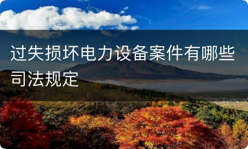 过失损坏电力设备案件有哪些司法规定