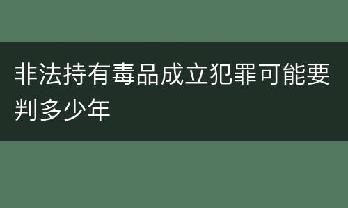 非法持有毒品成立犯罪可能要判多少年