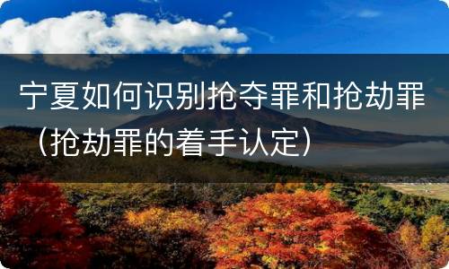 宁夏如何识别抢夺罪和抢劫罪（抢劫罪的着手认定）