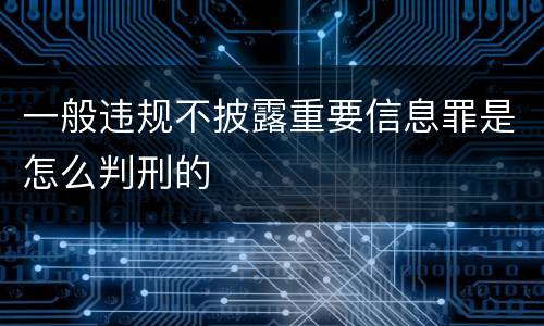 一般违规不披露重要信息罪是怎么判刑的