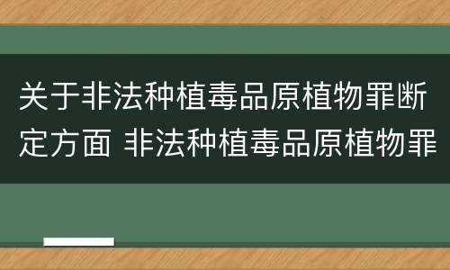 关于非法种植毒品原植物罪断定方面 非法种植毒品原植物罪情节严重的三种情形是什么