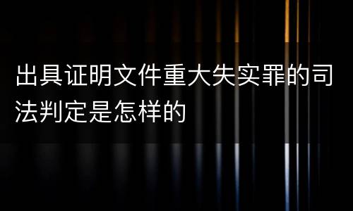 出具证明文件重大失实罪的司法判定是怎样的