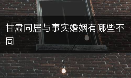 甘肃同居与事实婚姻有哪些不同