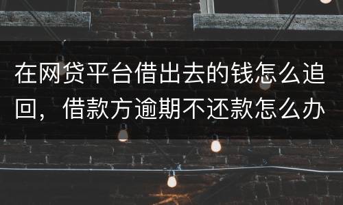 在网贷平台借出去的钱怎么追回，借款方逾期不还款怎么办