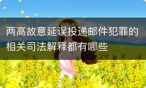 两高故意延误投递邮件犯罪的相关司法解释都有哪些