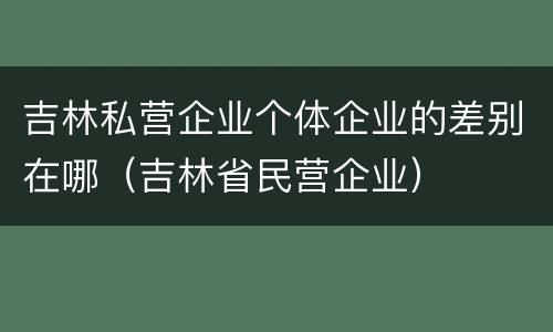 吉林私营企业个体企业的差别在哪（吉林省民营企业）