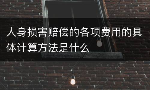 人身损害赔偿的各项费用的具体计算方法是什么