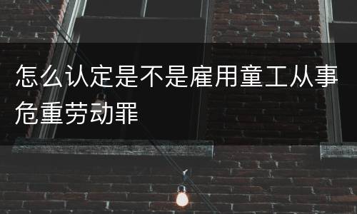 怎么认定是不是雇用童工从事危重劳动罪