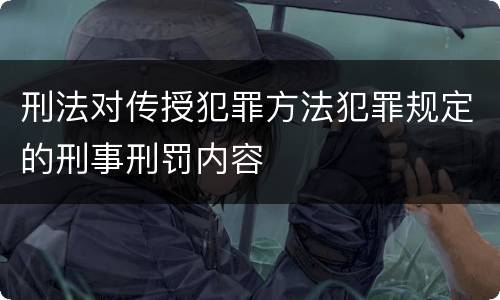 刑法对传授犯罪方法犯罪规定的刑事刑罚内容