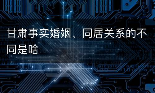 甘肃事实婚姻、同居关系的不同是啥