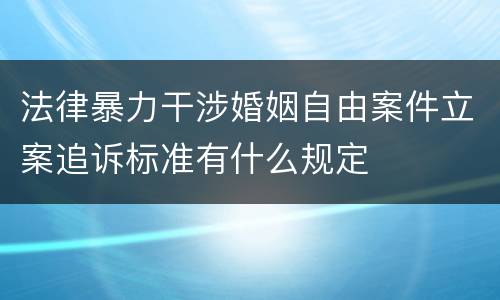 法律暴力干涉婚姻自由案件立案追诉标准有什么规定