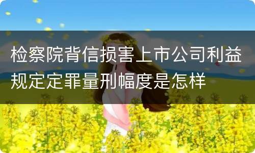 检察院背信损害上市公司利益规定定罪量刑幅度是怎样