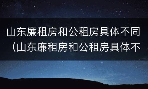 山东廉租房和公租房具体不同（山东廉租房和公租房具体不同吗）