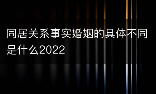 同居关系事实婚姻的具体不同是什么2022