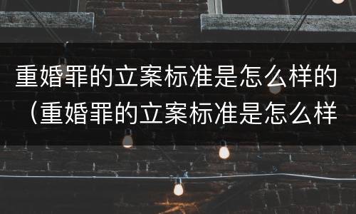 重婚罪的立案标准是怎么样的（重婚罪的立案标准是怎么样的呀）