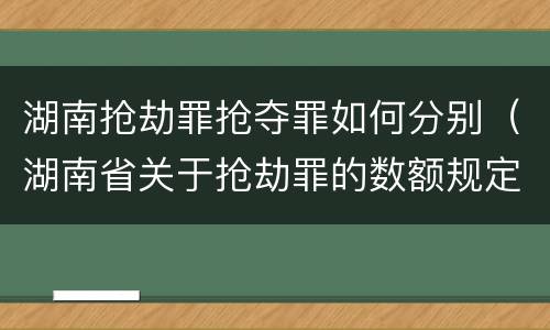 湖南抢劫罪抢夺罪如何分别（湖南省关于抢劫罪的数额规定）