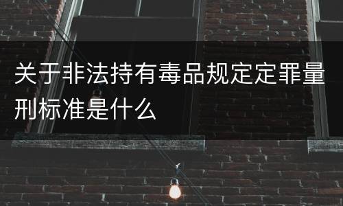 关于非法持有毒品规定定罪量刑标准是什么